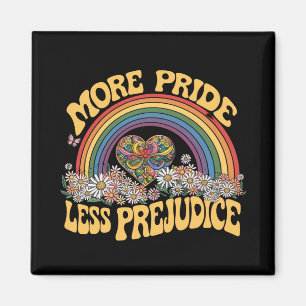 More Pride Less Prejudice Retro Rainbow Pride LGBT Magnet