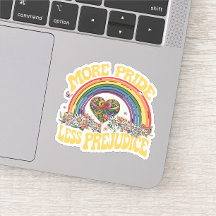 More Pride Less Prejudice Retro Rainbow Pride LGBT Sticker