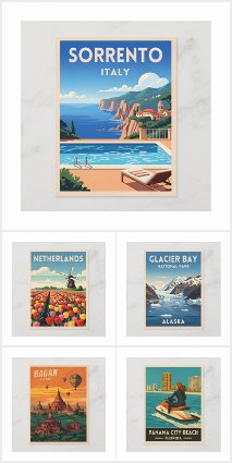 More Retro Travel Themed Postcards