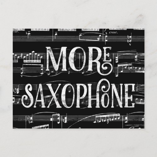 More Saxophone Chalkboard _ Black White Music Postcard