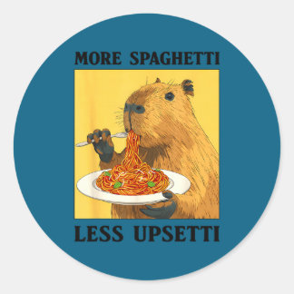 More Spaghetti Less Upsetti Capybara Classic Round Sticker