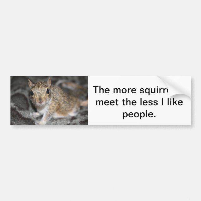 More squirrels less people bumper sticker (Front)