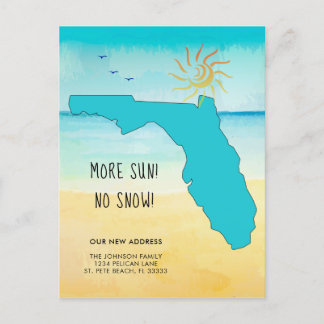 More Sun! No Snow! Moved to Florida Announcement Postcard