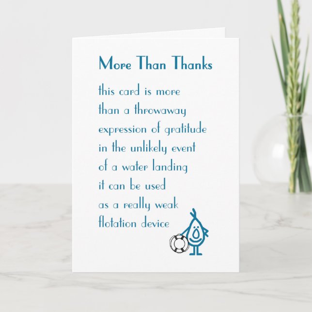 More Than Thanks - a funny Thank You Poem Card (Front)