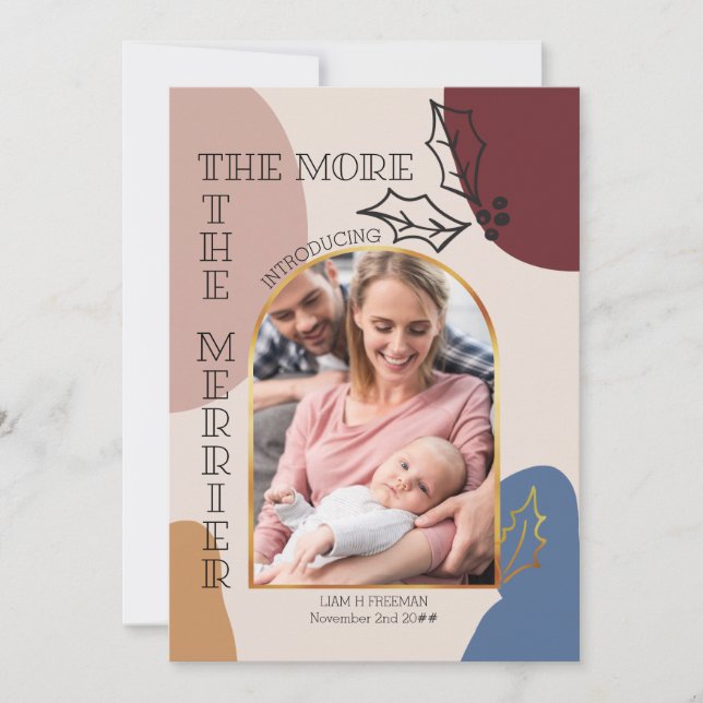 More the Merrier 2 Photo Holly and Shapes Birth Announcement (Front)