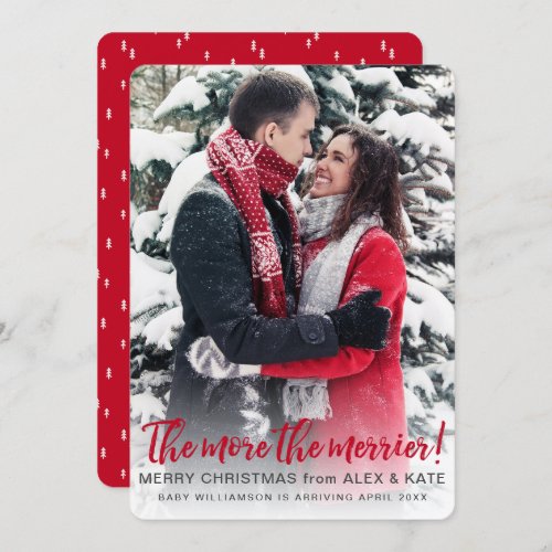 More The Merrier  Announce Pregnancy Christmas Holiday Card