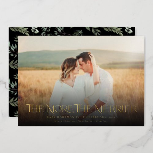 More The Merrier Announce Pregnancy Photo Foil Holiday Card