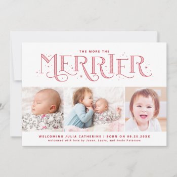 More The Merrier Big Sibling Birth Announcement by BanterandCharm at Zazzle