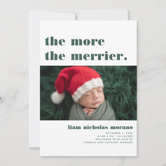 More The Merrier | Christmas Birth Announcement (Front)