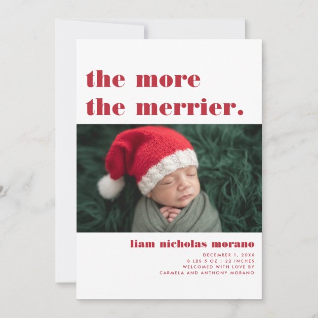 More The Merrier | Christmas Birth Announcement (Front)