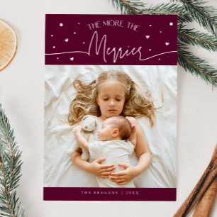 More The Merrier Christmas Cranberry Photo Birth Announcement