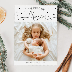 More The Merrier Christmas White Photo Birth  Announcement