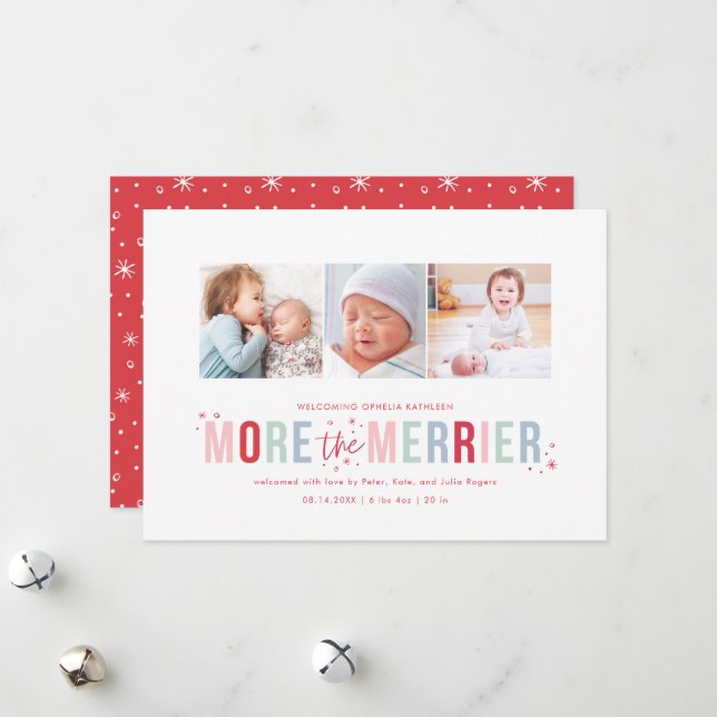 More the Merrier Holiday Birth Announcements (Front/Back In Situ)