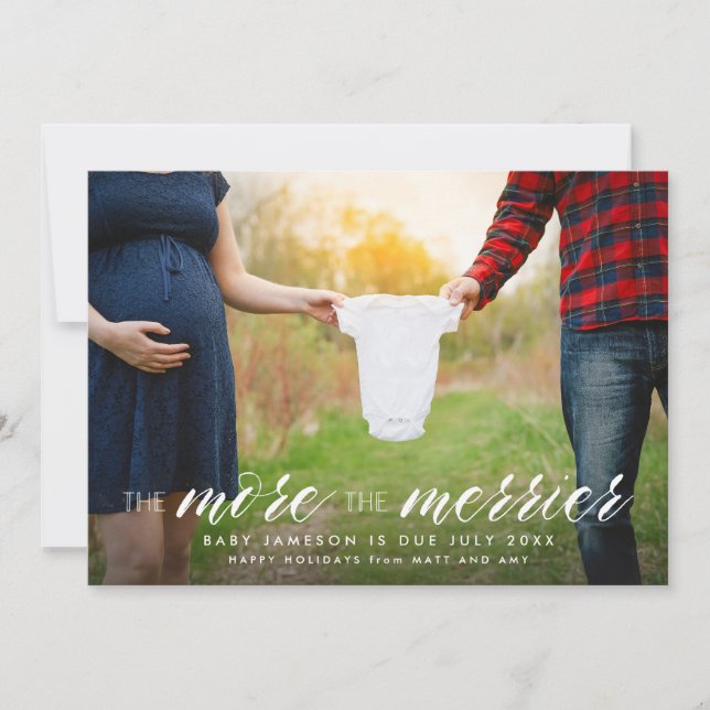 More the Merrier Holiday Pregnancy Announcement (Front)