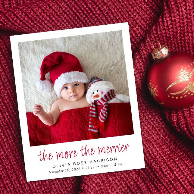 More The Merrier Photo Holiday Birth Announcement (A fun and unique way to introduce family and friends to your  baby this holiday season)
