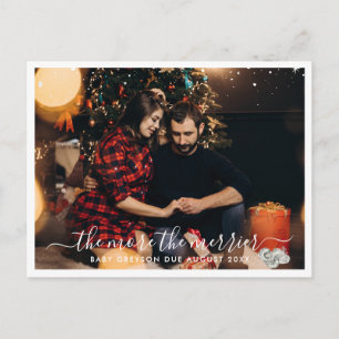 More The Merrier Photo Pregnancy Announcement Postcard