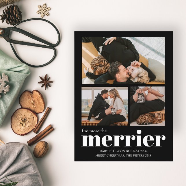 More the merrier Pregnancy Announcement Christmas Postcard (Creator Uploaded)