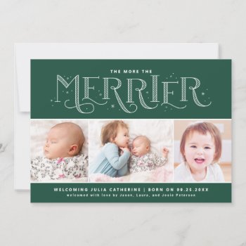 More The Merrier Second Child Birth Announcement by BanterandCharm at Zazzle