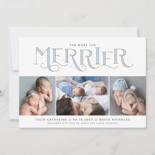 More the Merrier Twin Holiday Birth Announcement