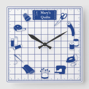 More Time to Quilt  Square Wall Clock