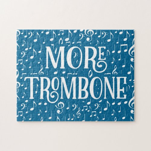 More Trombone _ Blue White Music Jigsaw Puzzle