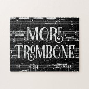More Trombone Chalkboard - Black White Music Jigsaw Puzzle