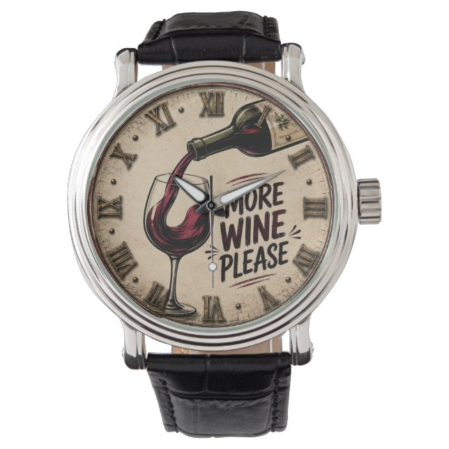 More Wine Please Rustic Home Bar Watch (Front)