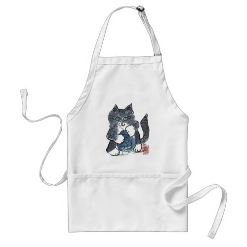 More Yarn Play by Gray Tiger Kitten Sumi_e Adult Apron