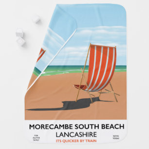 Morecambe South Beach Lancashire seaside poster Baby Blanket