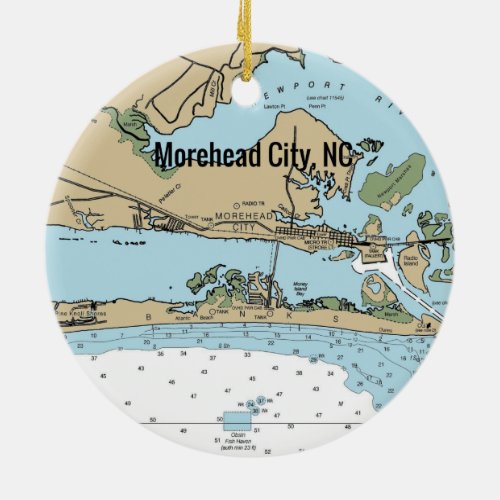 Morehead City NC Chart Ceramic Ornament