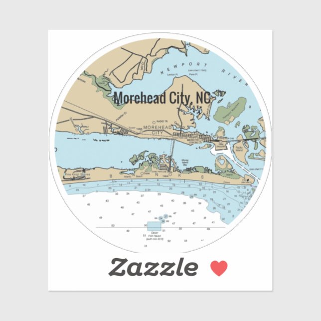 Morehead City NC Chart Sticker (Sheet)