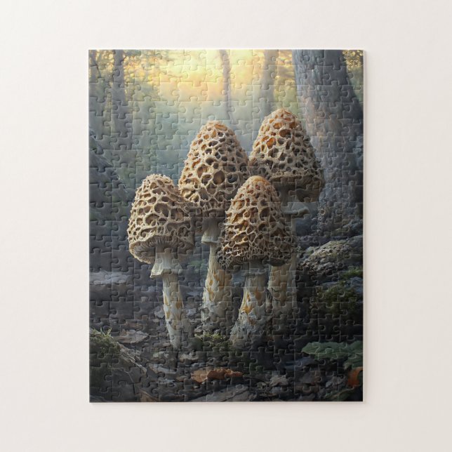 Morel Fungus Mushrooms Illustration Jigsaw Puzzle (Vertical)