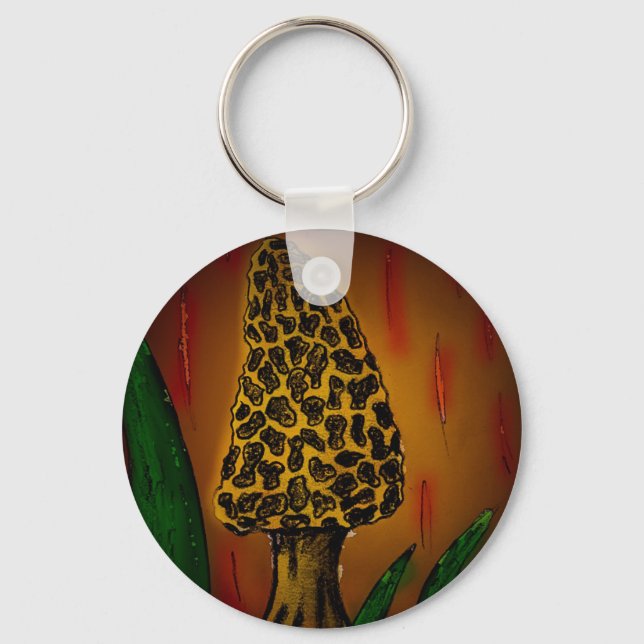 Morel Mushroom Art Keychain (Front)