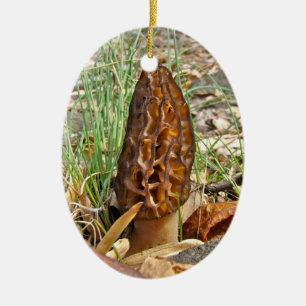 Morel Mushroom Ceramic Ornament
