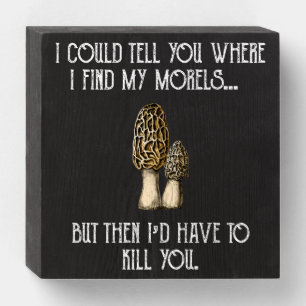 Morel Mushroom Hunter Funny Foraging Wooden Box Sign