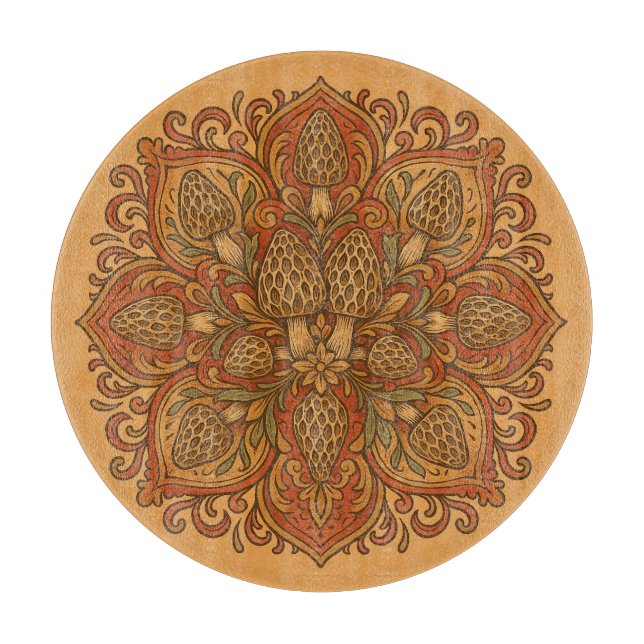 Morel Mushroom Mandala                             Cutting Board (Front)