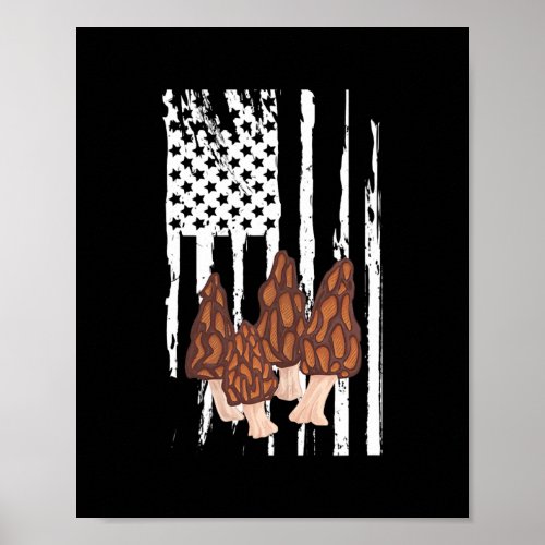 Morel Mushroom Patriotic American USA Flag  Poster
