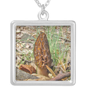 Morel Mushroom Silver Plated Necklace