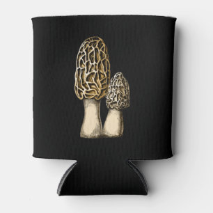 Morel Mushroom Vintage Botanical Illustration Can Cooler