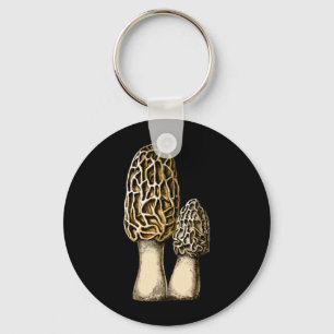 Morel Mushroom Vintage Botanical Illustration Keychain