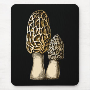 Morel Mushroom Vintage Botanical Illustration Mouse Pad