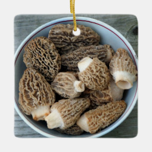 Morel Mushrooms Ceramic Ornament