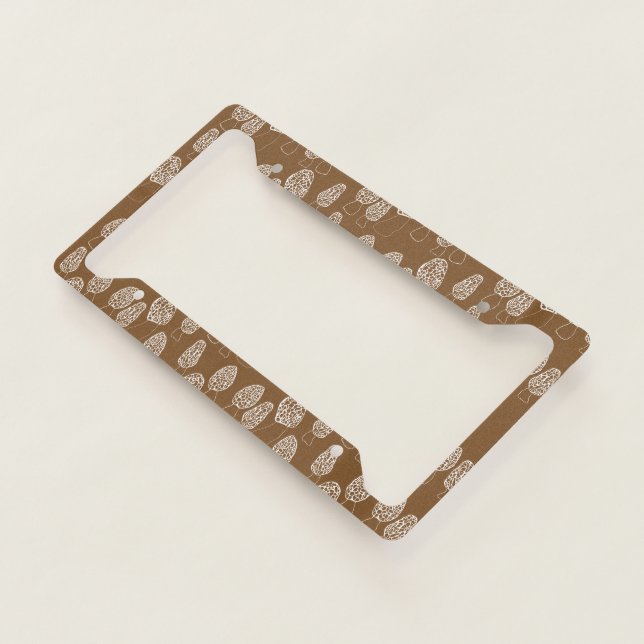 Morel Mushrooms Fungi Forest Foraging Pattern License Plate Frame (3/4)
