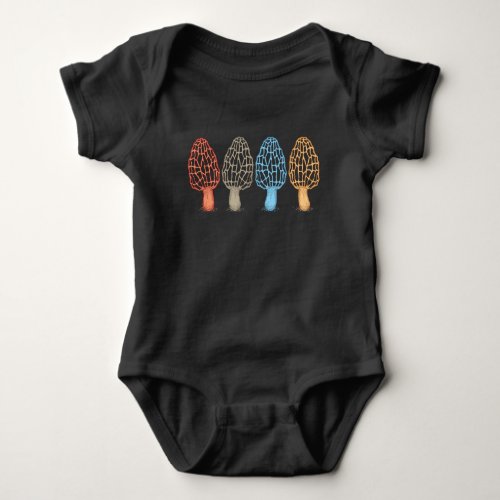 Morel Mushrooms Vintage Retro Hunters Mycology Baby Bodysuit