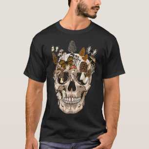 Morels Mushroom Clothing Mushroom Collector Skull T-Shirt