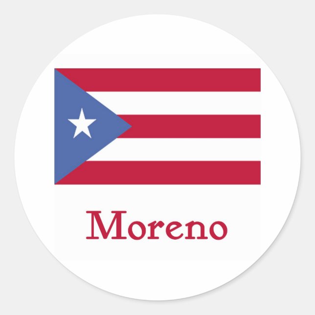 Moreno Puerto Rican Flag Classic Round Sticker (Front)