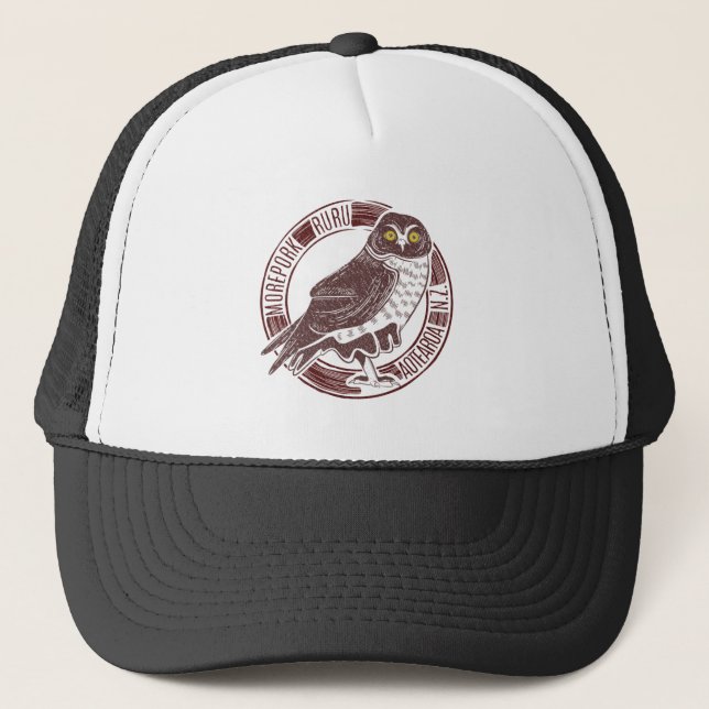 Morepork Ruru New Zealand Bird Trucker Hat (Front)