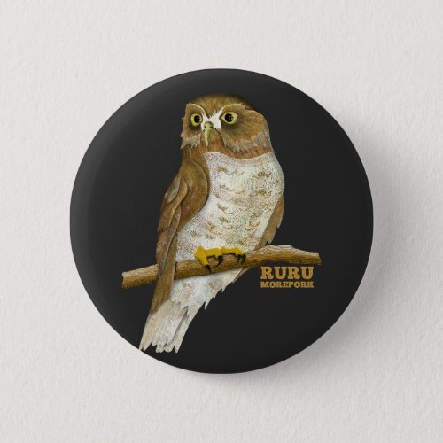 Morepork Ruru New Zeland Bird Button