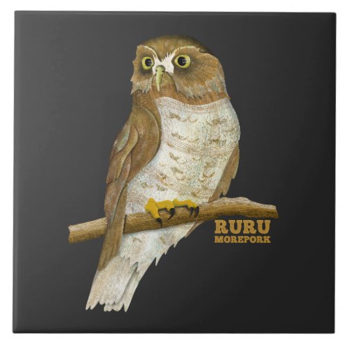 Morepork Ruru New Zeland Bird Ceramic Tile