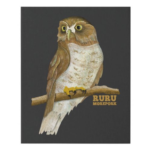 Morepork Ruru New Zeland Bird Faux Canvas Print